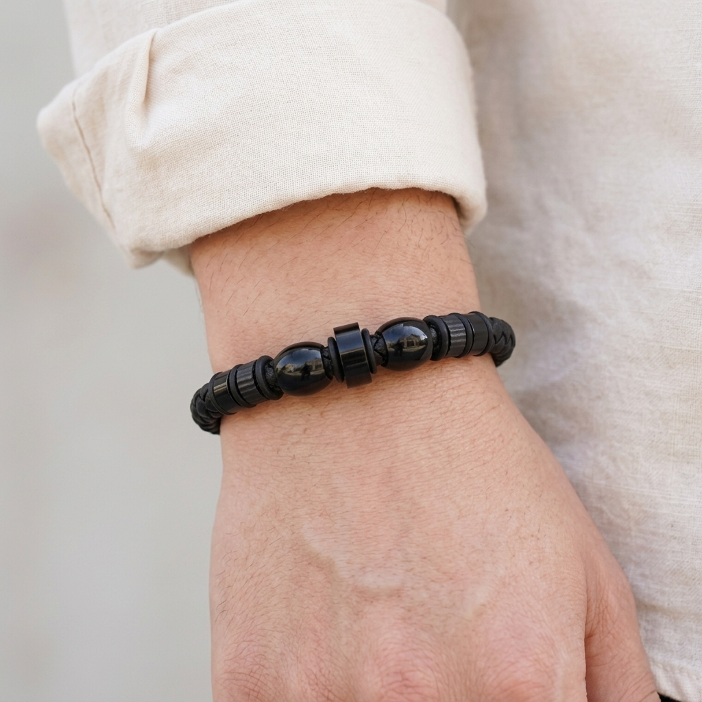 Obsidian Braided Men’s Bracelet