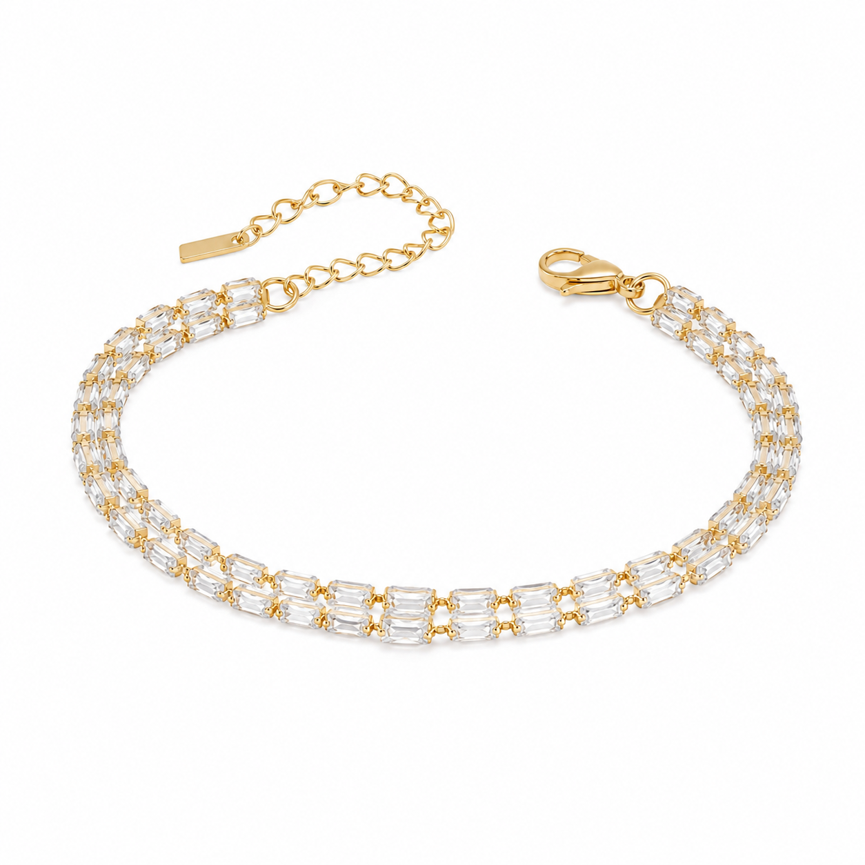 Double Row Gold Tennis Bracelet