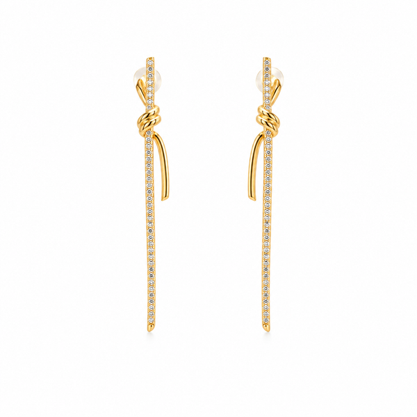 Golden Knot Chain Drop Earrings