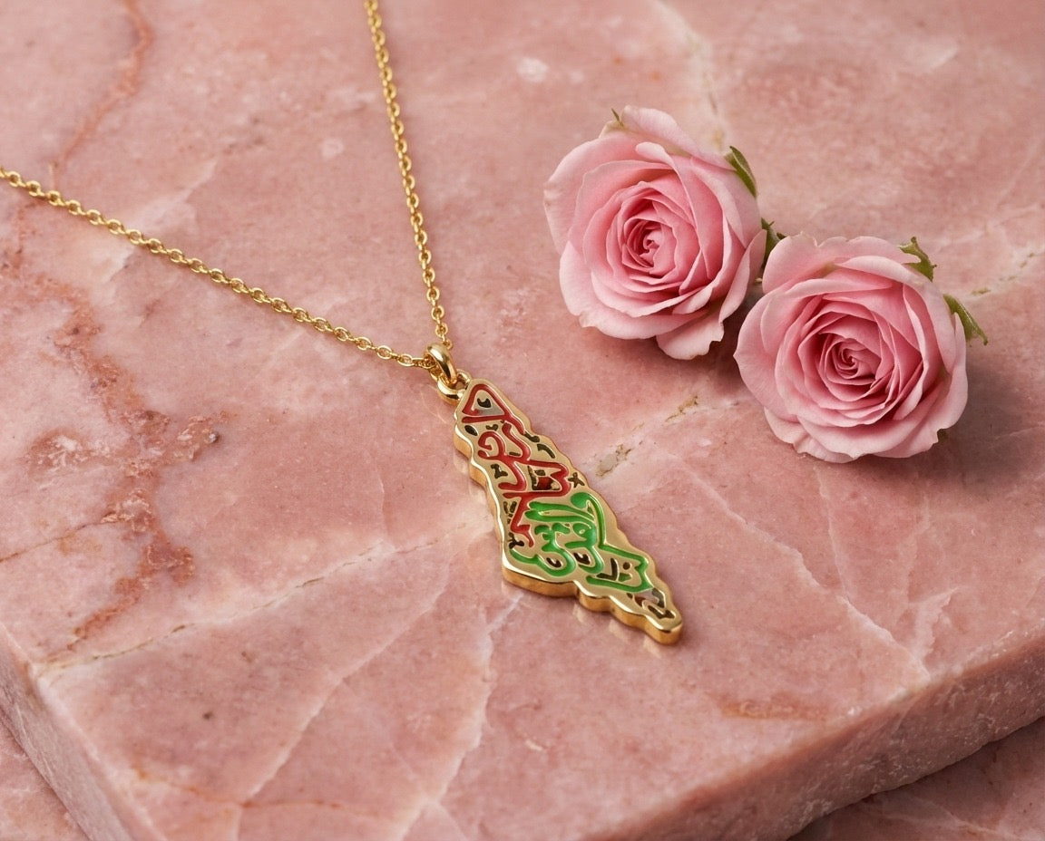 Palestine Flag Map Necklace