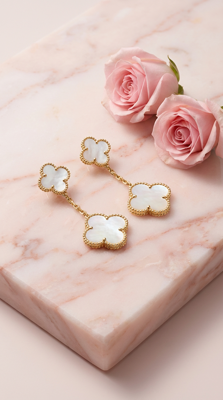 Pearl Clover Drop Earrings