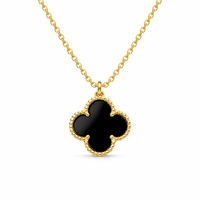 Elegant Black Clover Pendant Necklace
