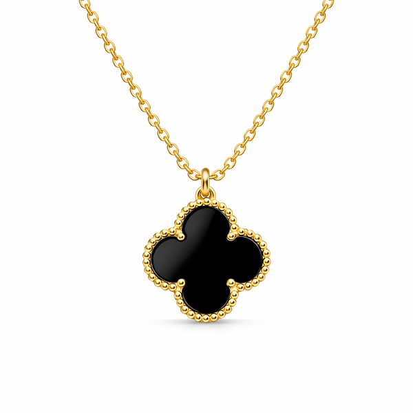 Elegant Black Clover Pendant Necklace