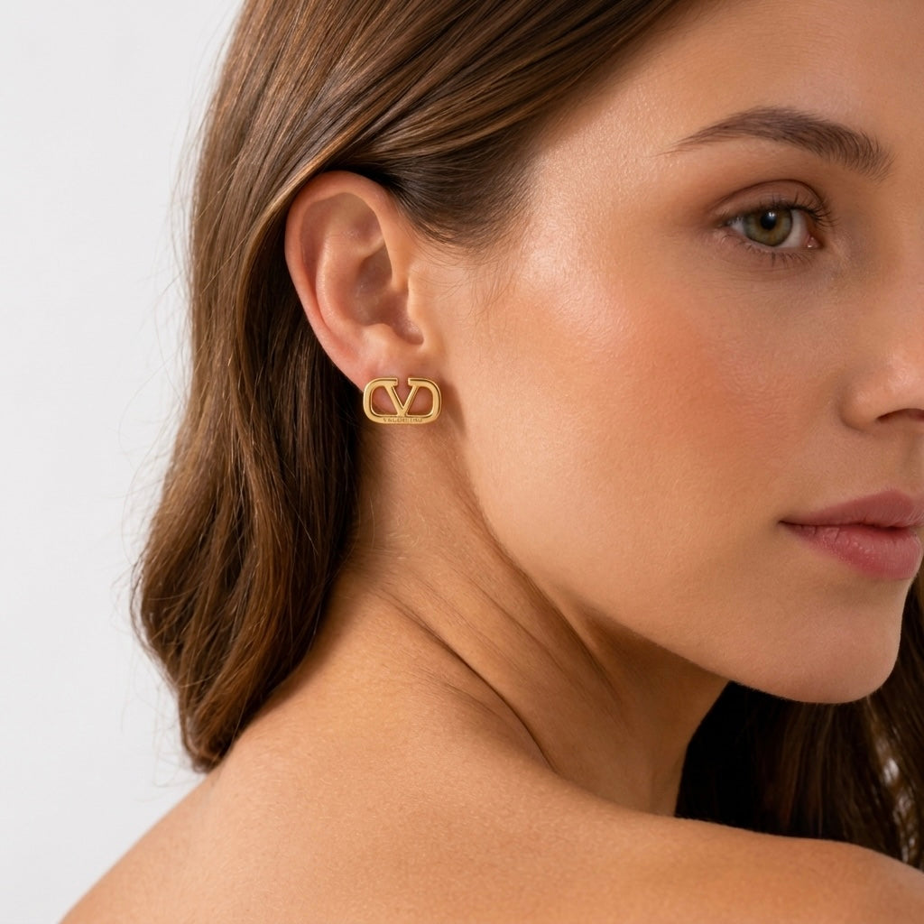 Valentina V Gold Earrings