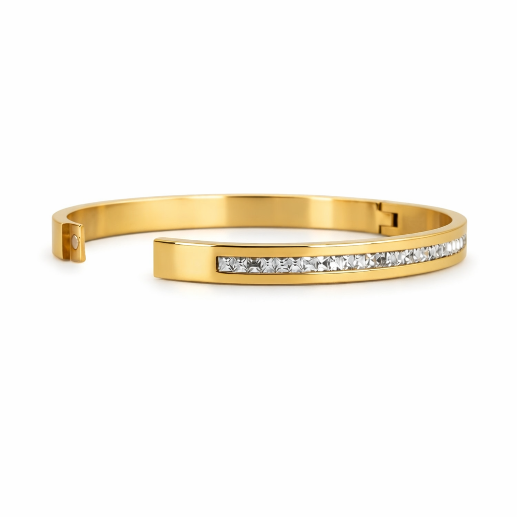 Elara Slim Pavé Gold Bangle