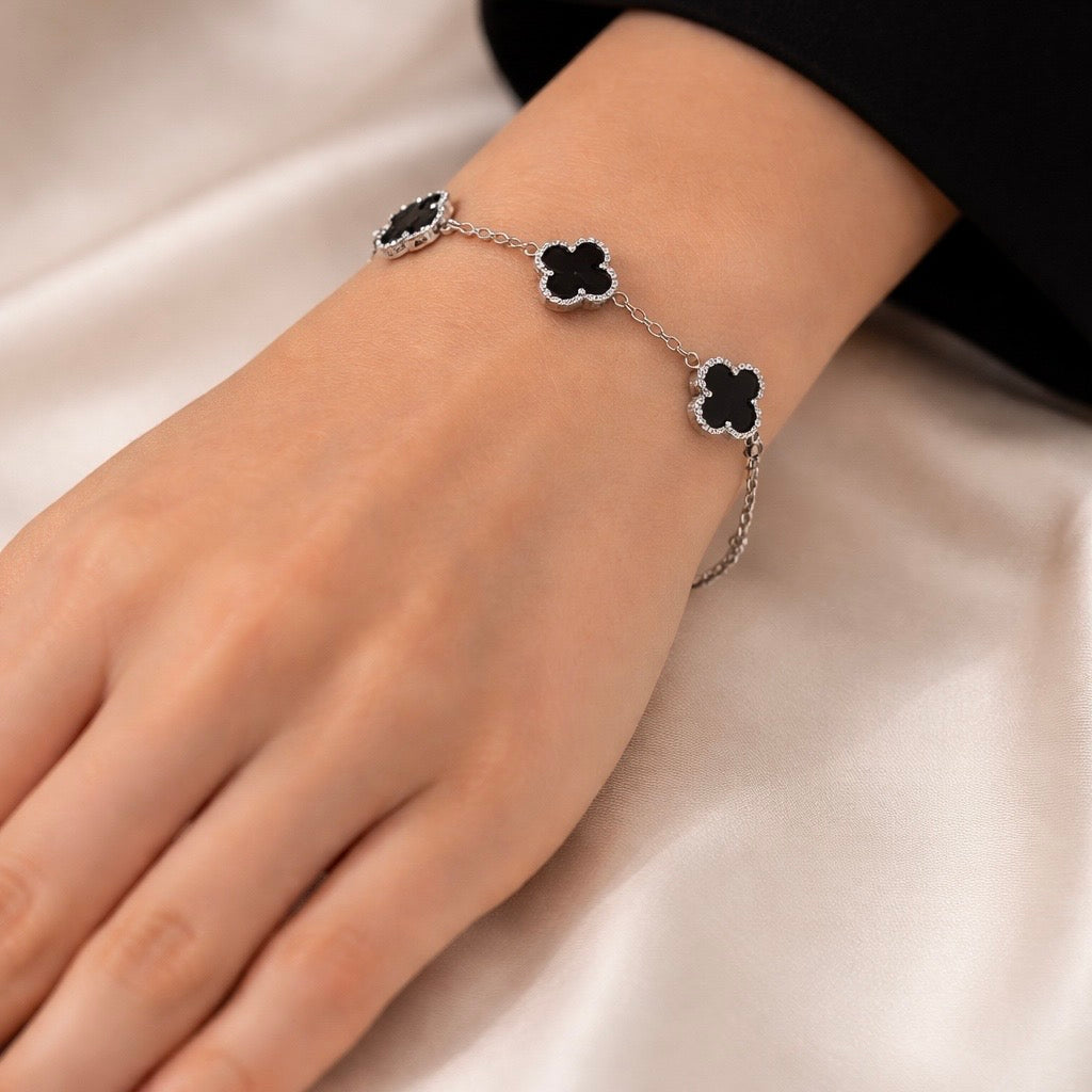 Clover Bracelet – Black & Silver