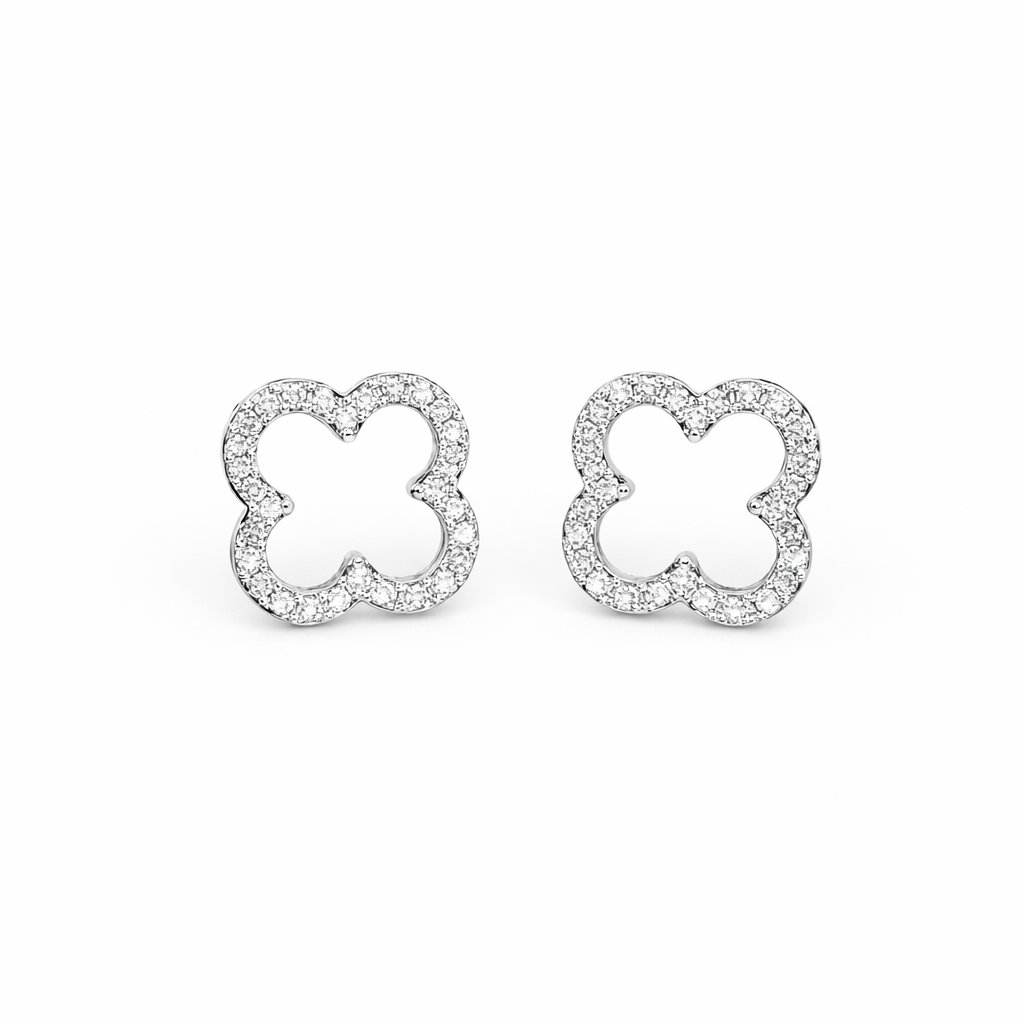 Silver Clover Spark Earrings
