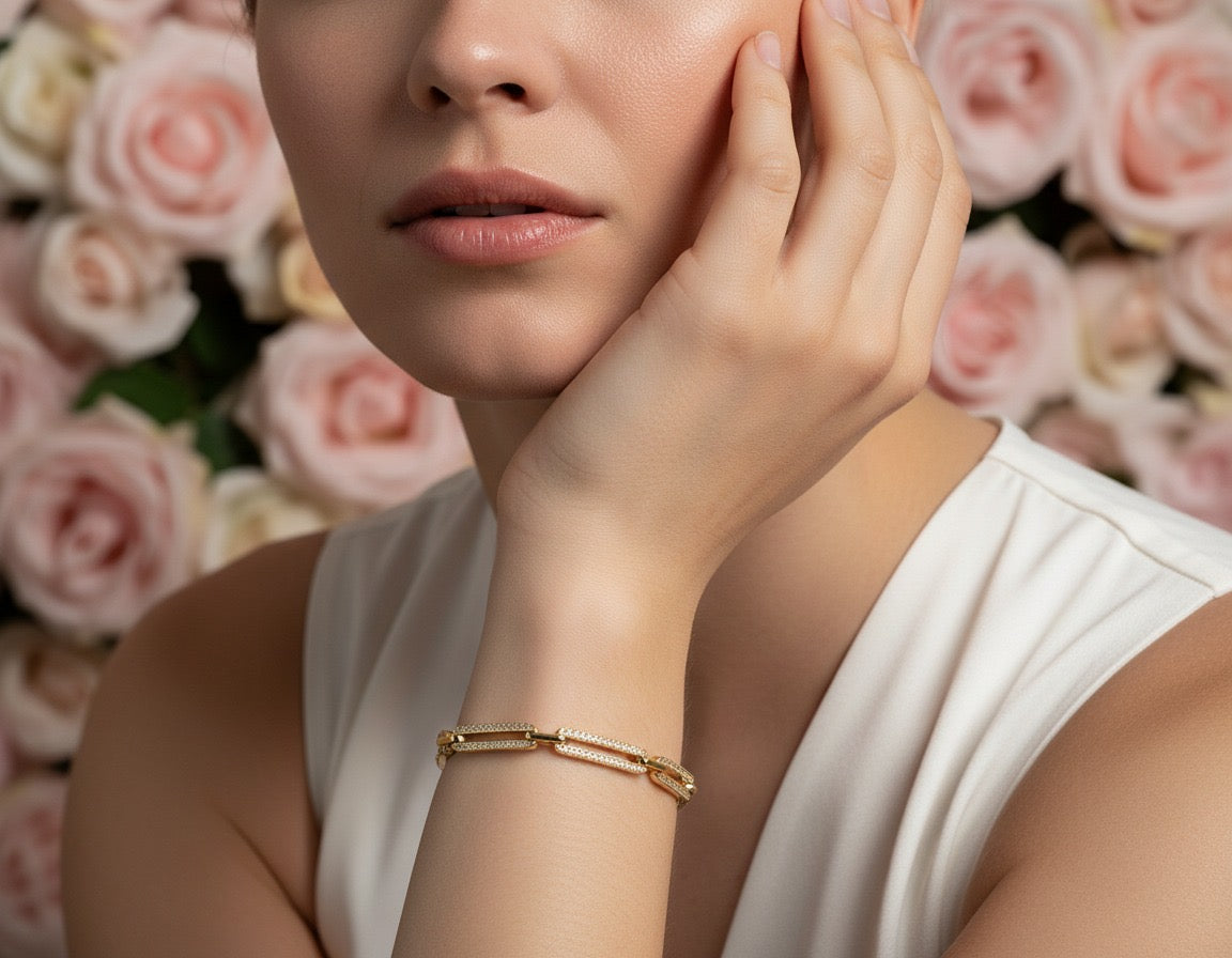 Modern Crystal Link Bracelet