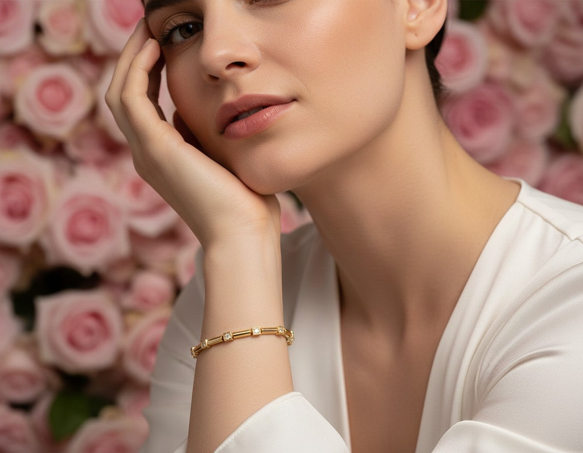 Crystal Link Gold Bracelet