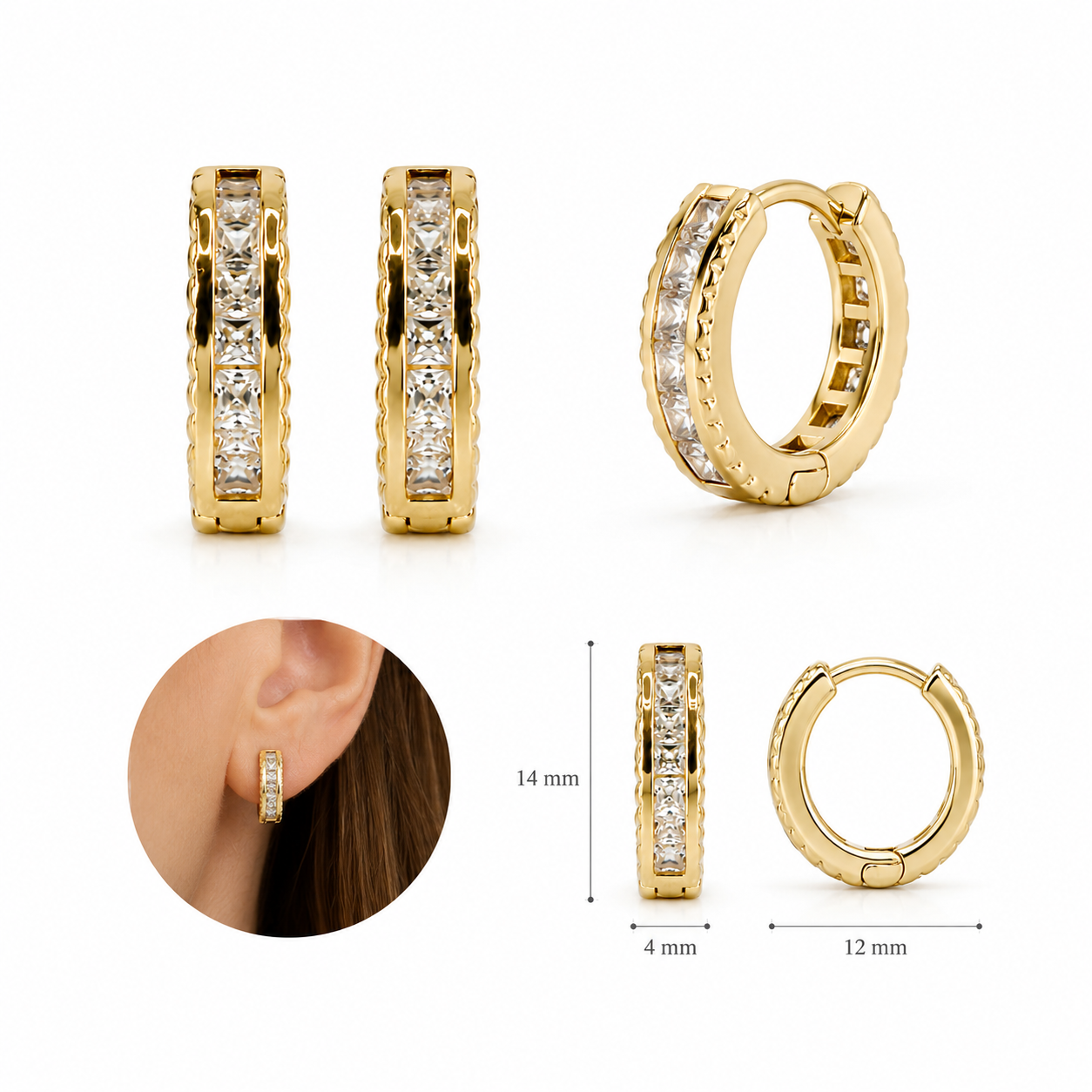 Lumière Princess Cut Huggie Earrings