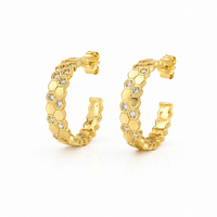 Honeycomb Zircon Hoop Earrings