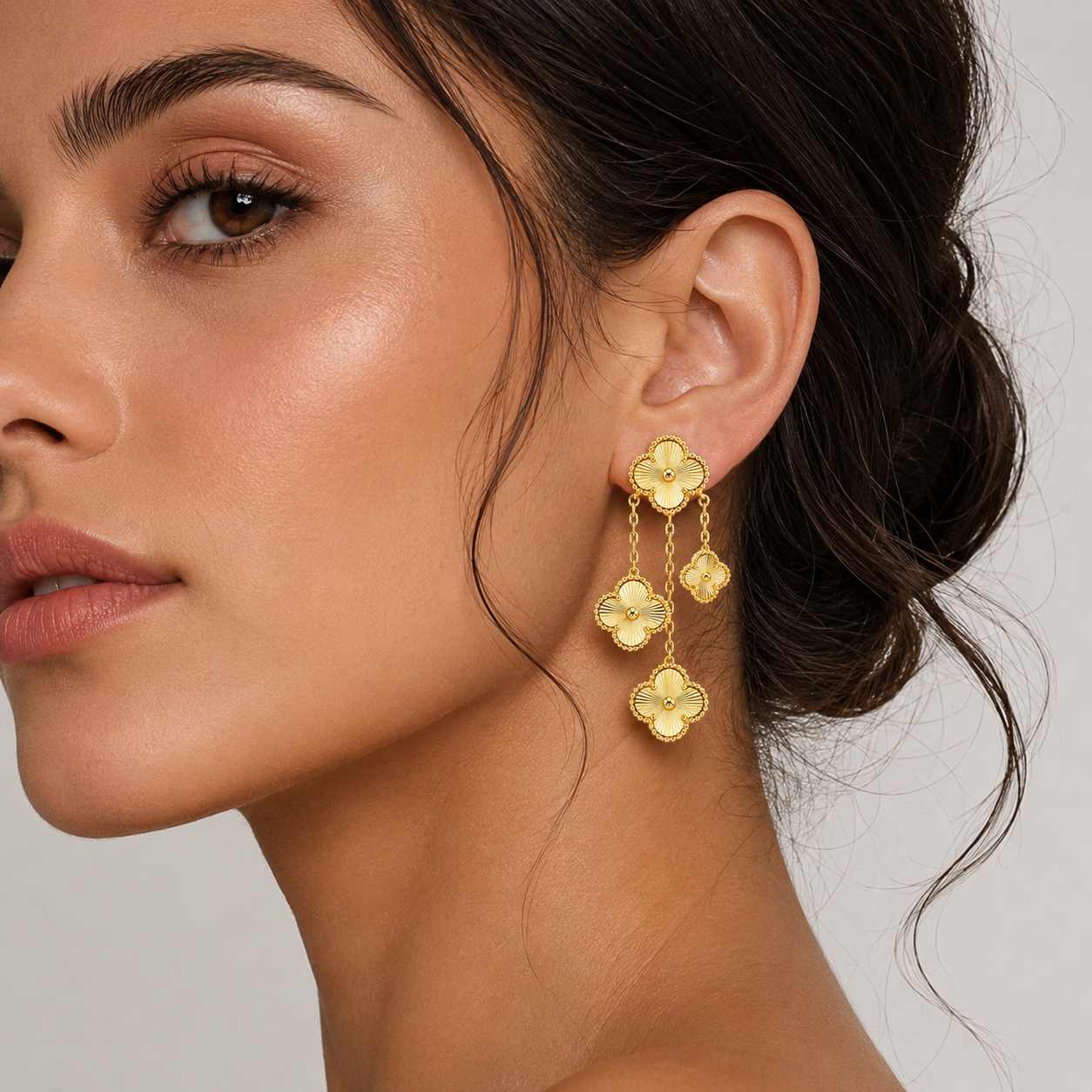 Golden Clover Cascade Earrings