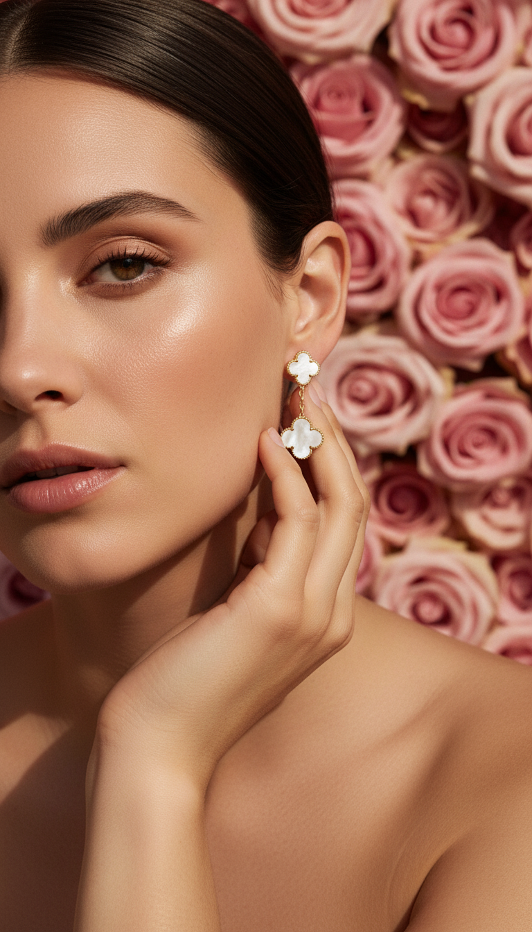 Pearl Clover Drop Earrings