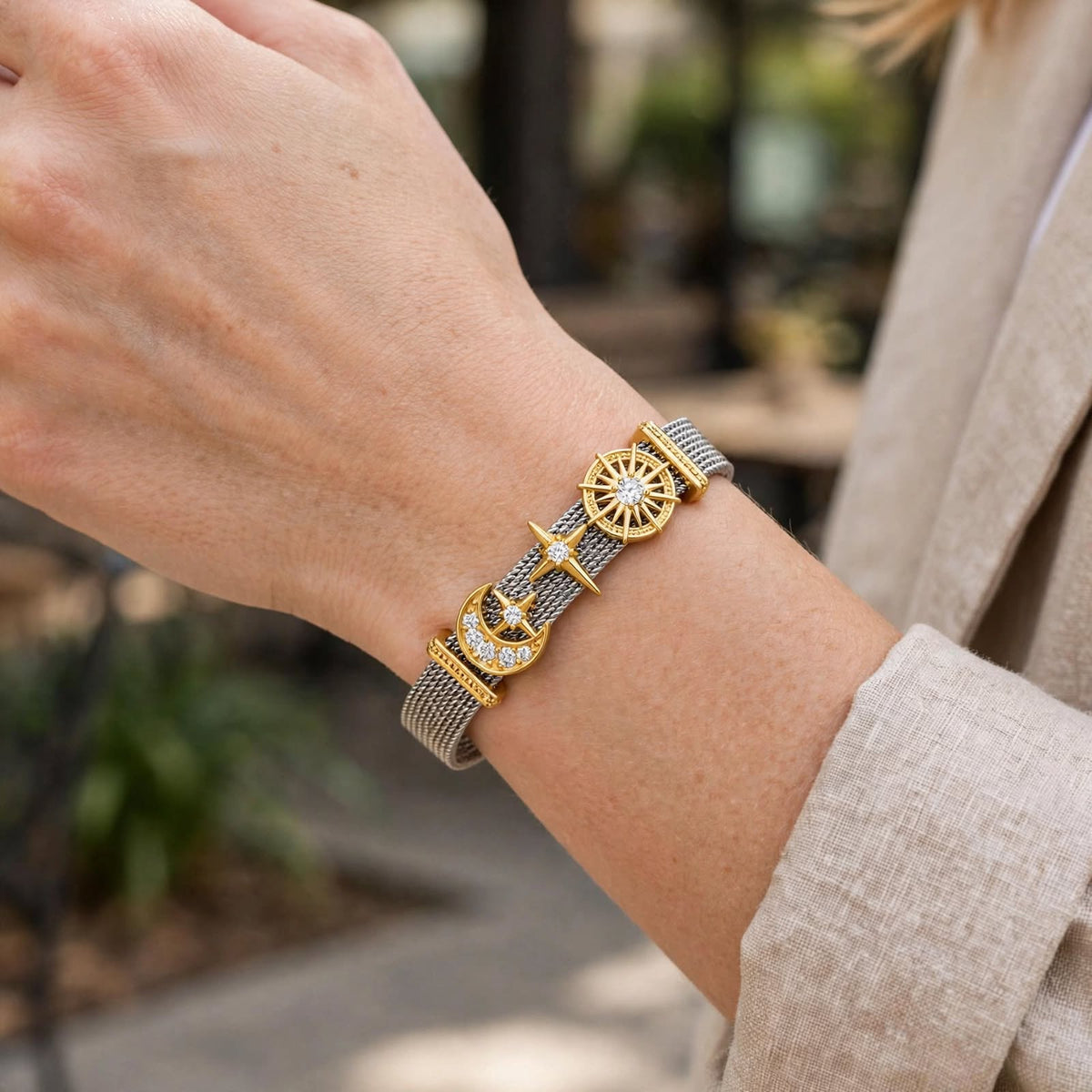 Celestial Charm Mesh Bracelet