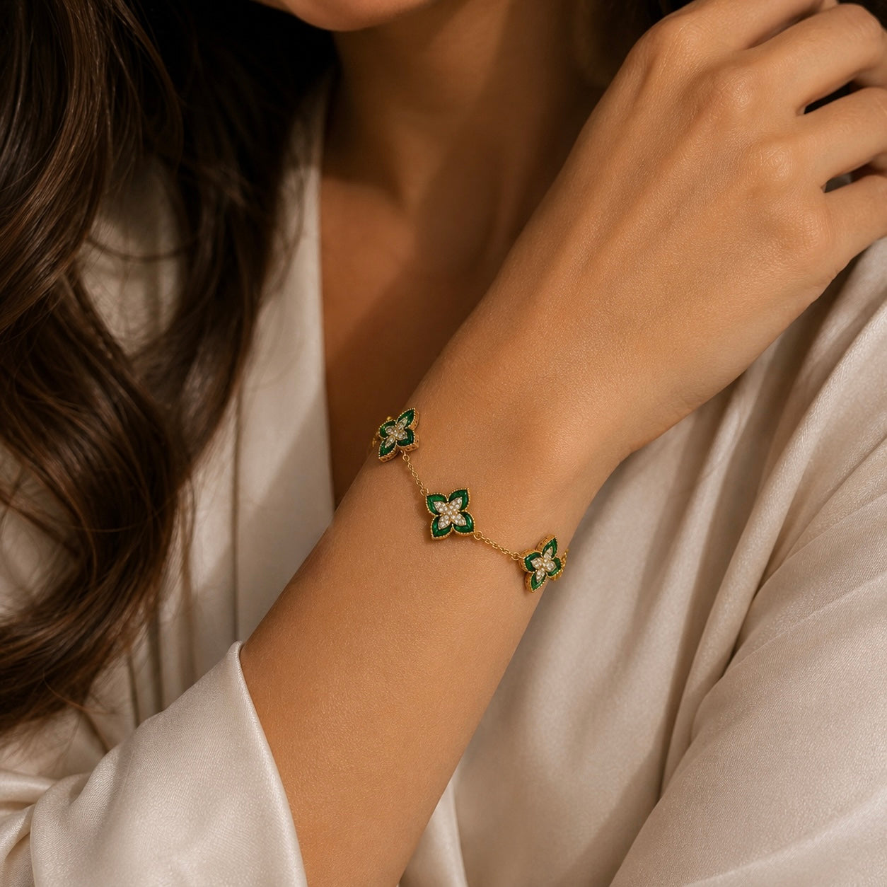 Emerald Clover Bracelet