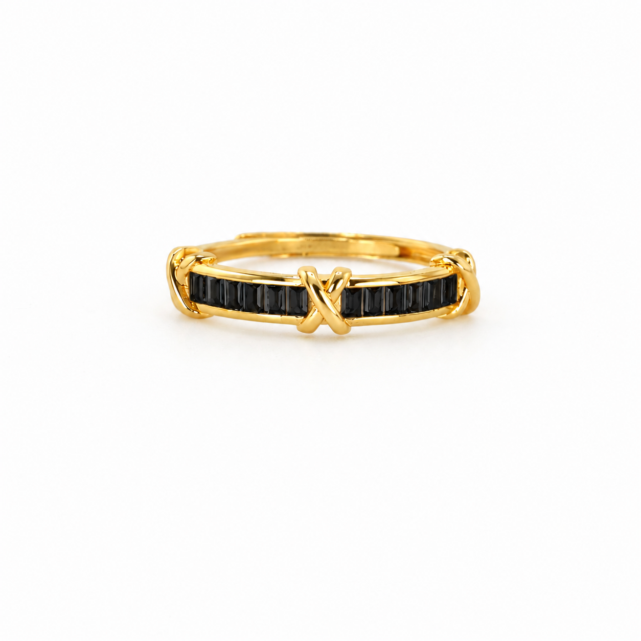 Adjustable Black Baguette X Ring