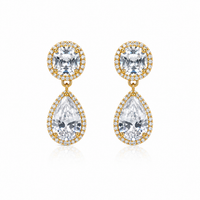Aurora Halo Pear Drop Earrings