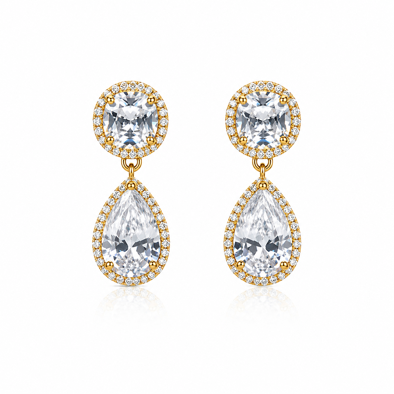 Aurora Halo Pear Drop Earrings