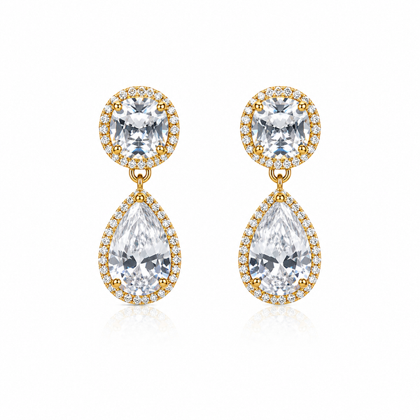 Aurora Halo Pear Drop Earrings