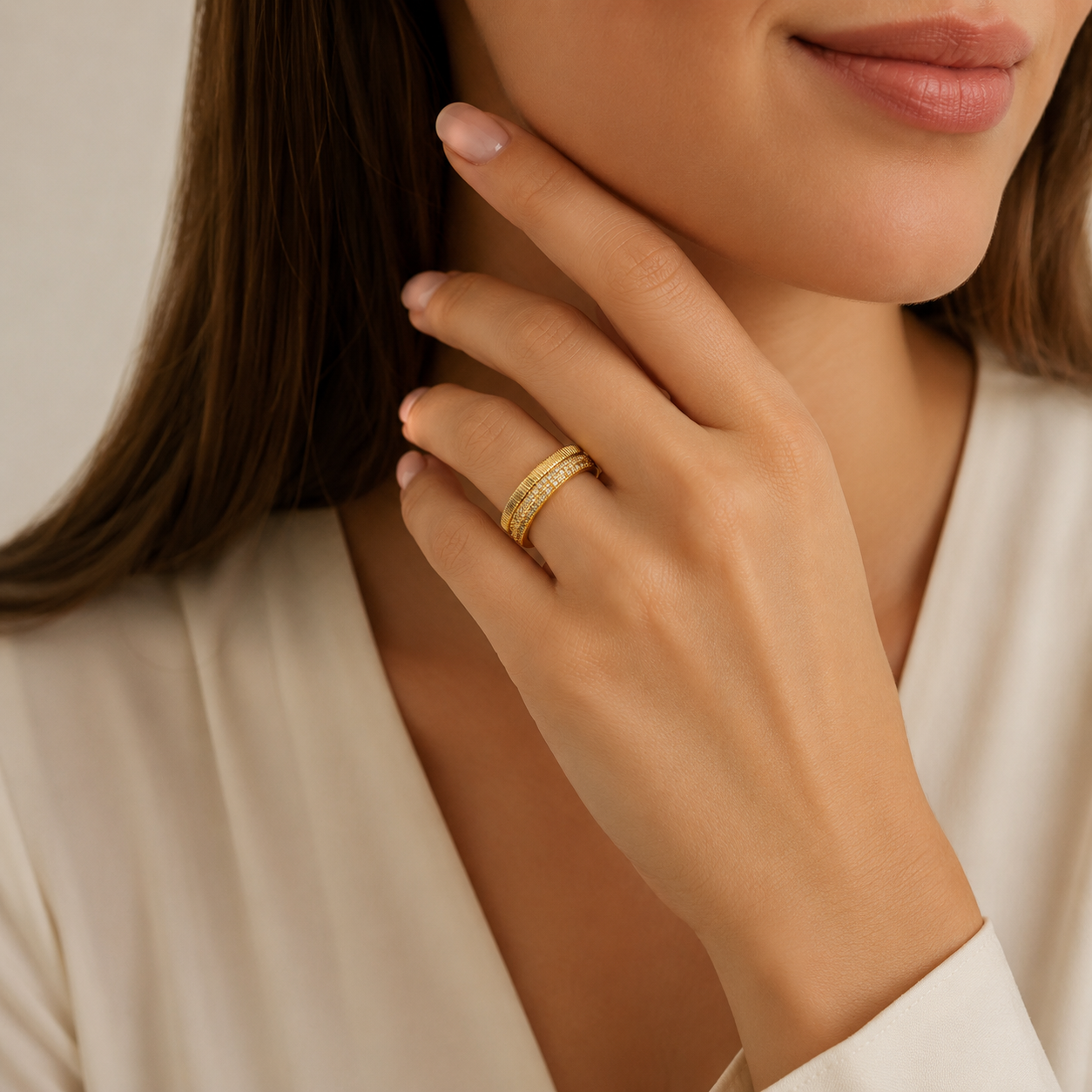 Luna Crystal Adjustable Ring