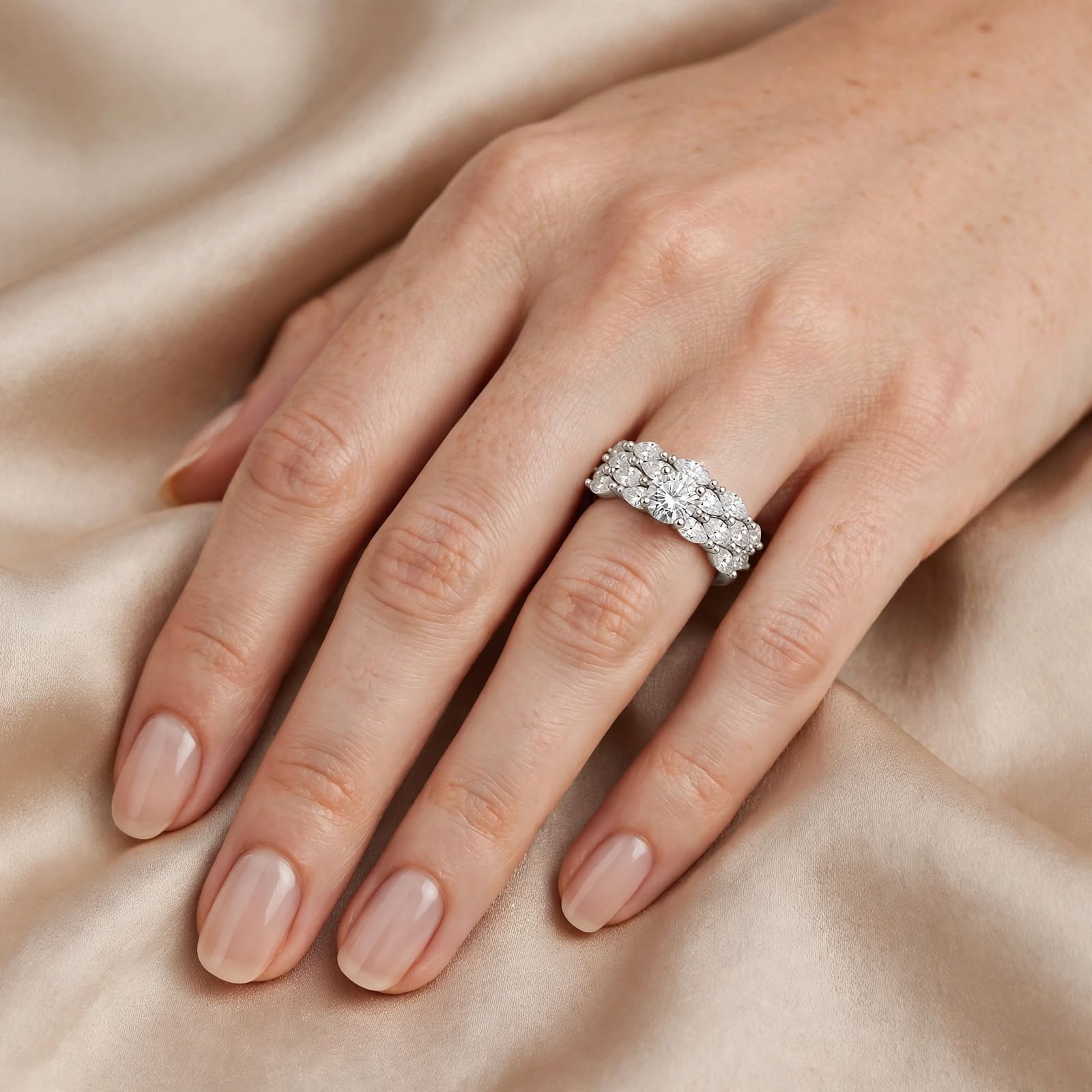 Silver Twins Marquise Ring