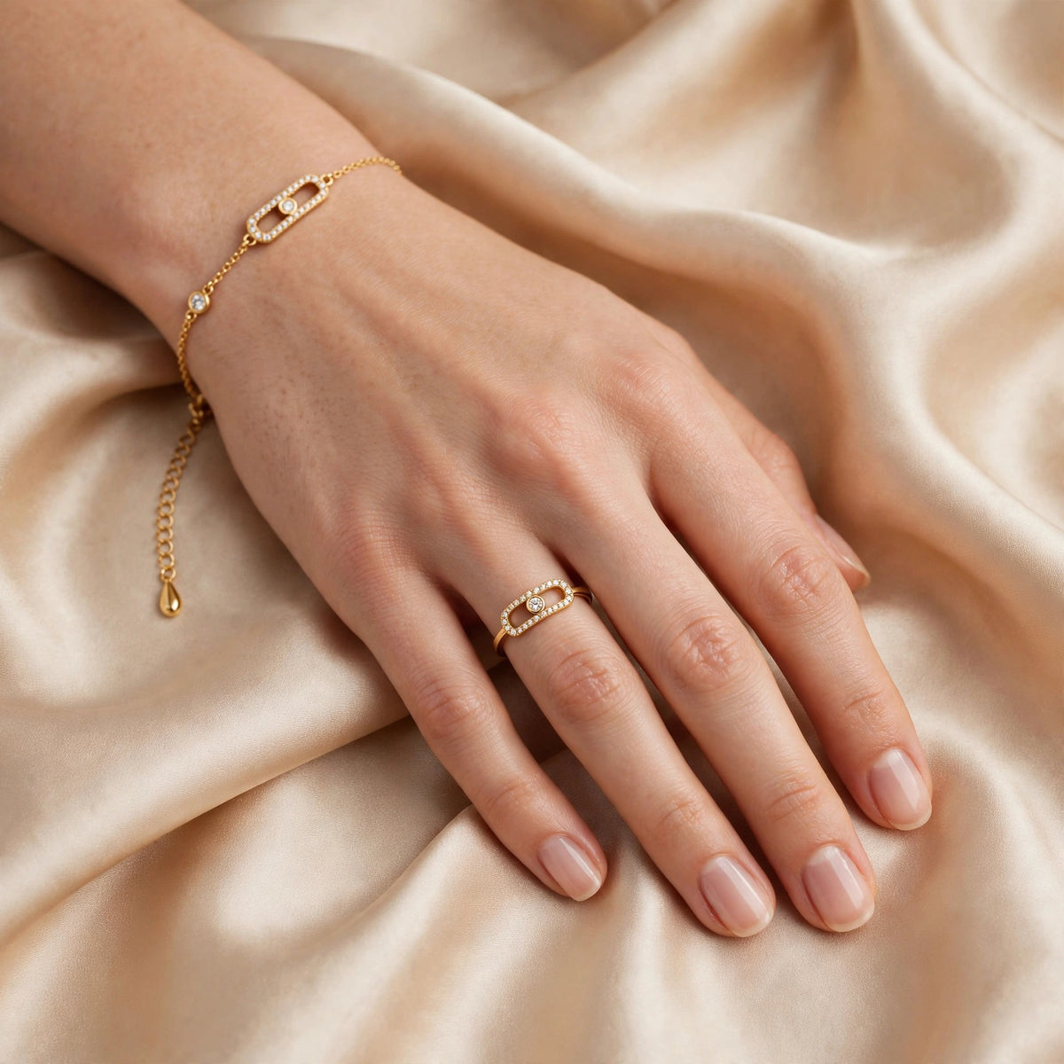 The Golden Orbit Zircon Ring