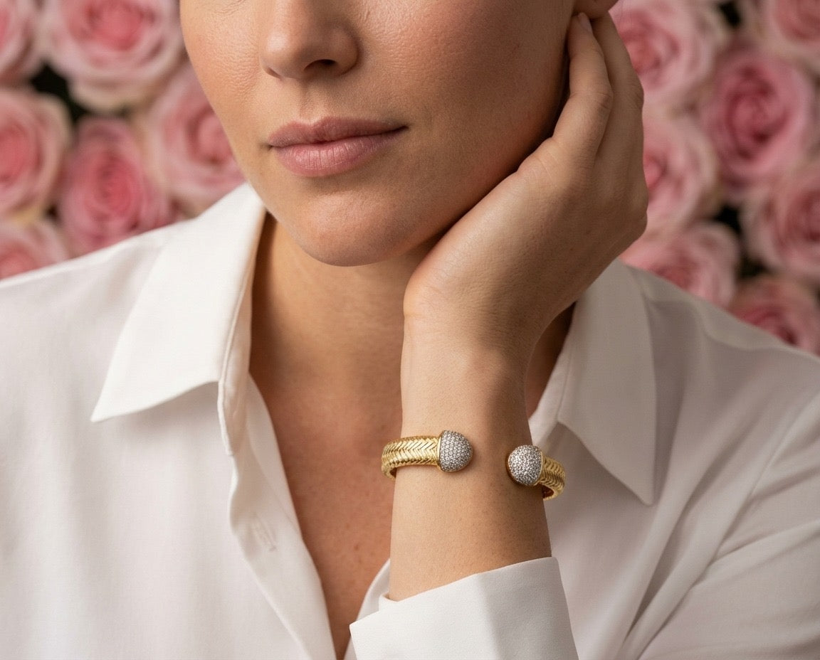 Valencia Textured Gold Cuff Bangle