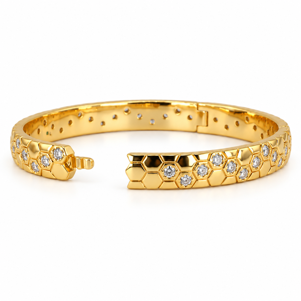 Golden Honeycomb Zircon Bangle