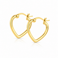 14K Gold Plated Silver Heart Hoop Earrings