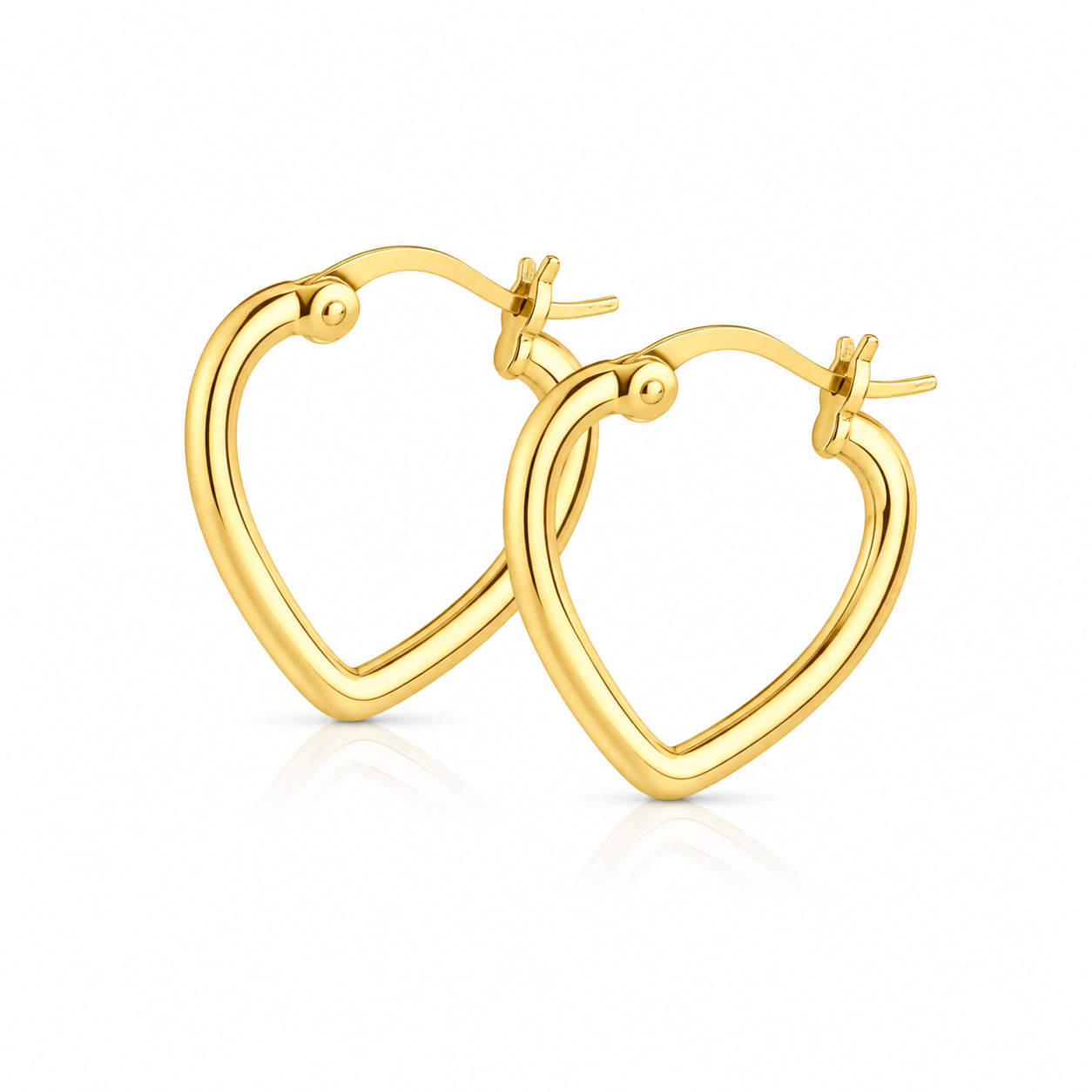 14K Gold Plated Silver Heart Hoop Earrings