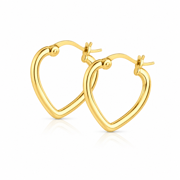 14K Gold Plated Silver Heart Hoop Earrings