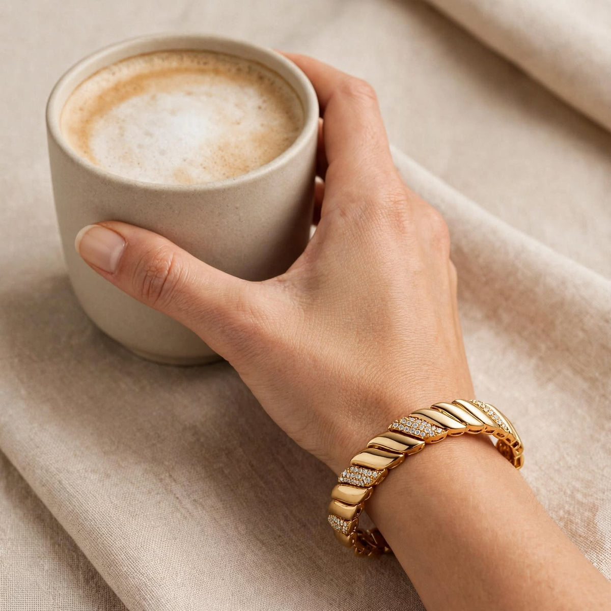 Aurelia Gold Zircon Twist Bracelet