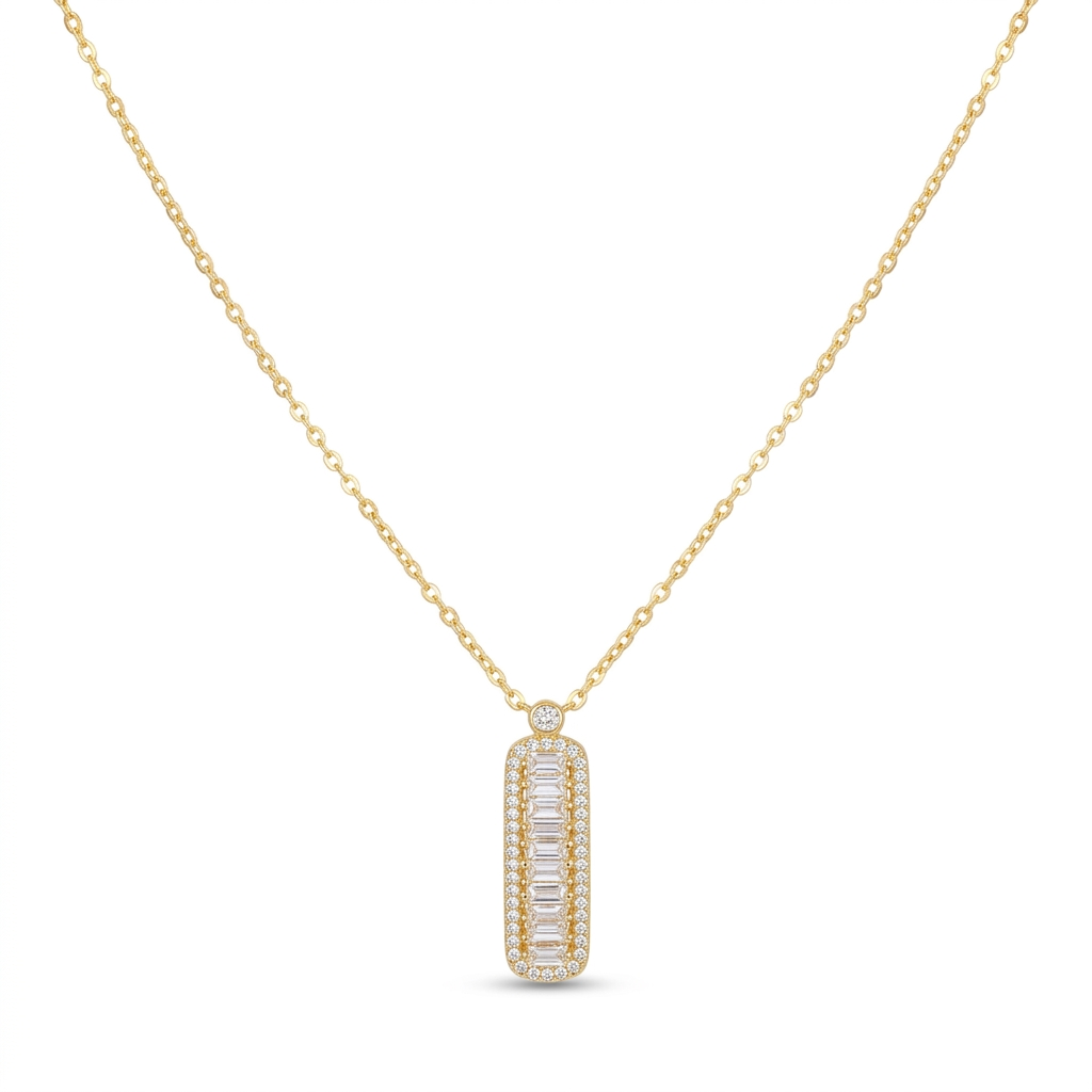 Baguette Diamond Bar Necklace