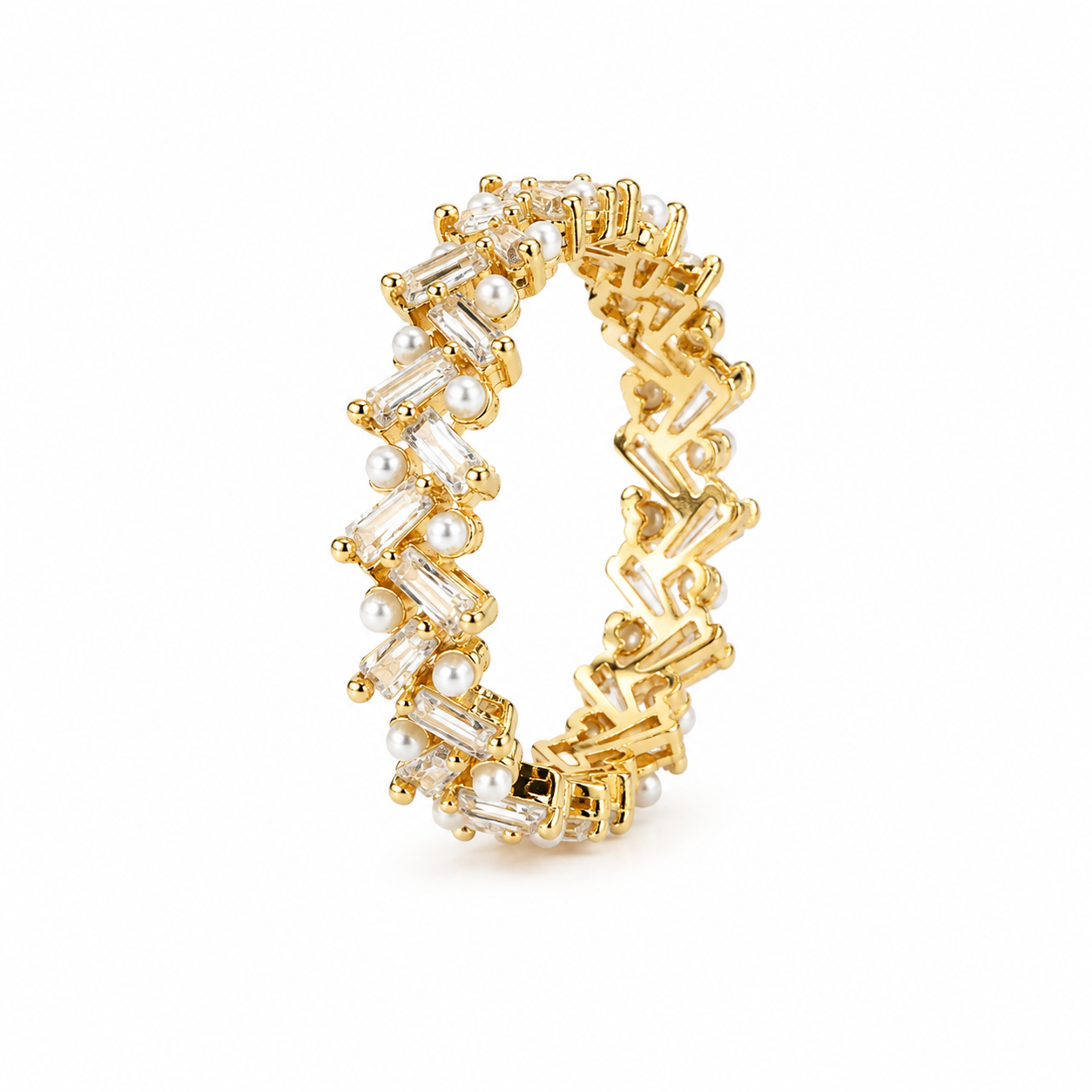 Pearl & Baguette Eternity Ring