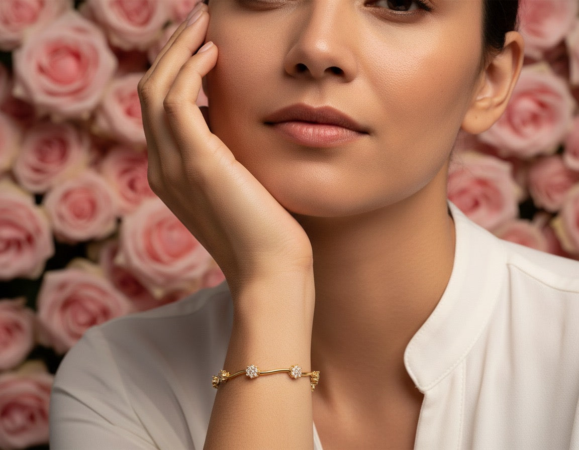 Crystal Blossom Gold Bracelet