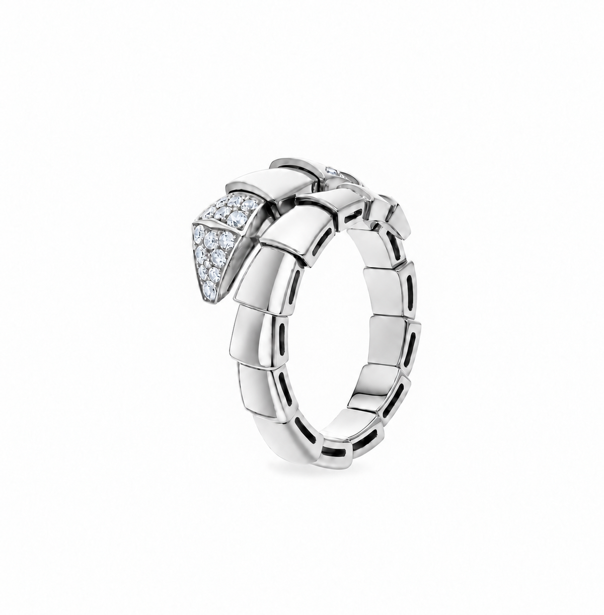 Silver Serpent Double Wrap Zircon Bracelet