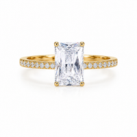 Radiant Cut Zircon Ring – Adjustable