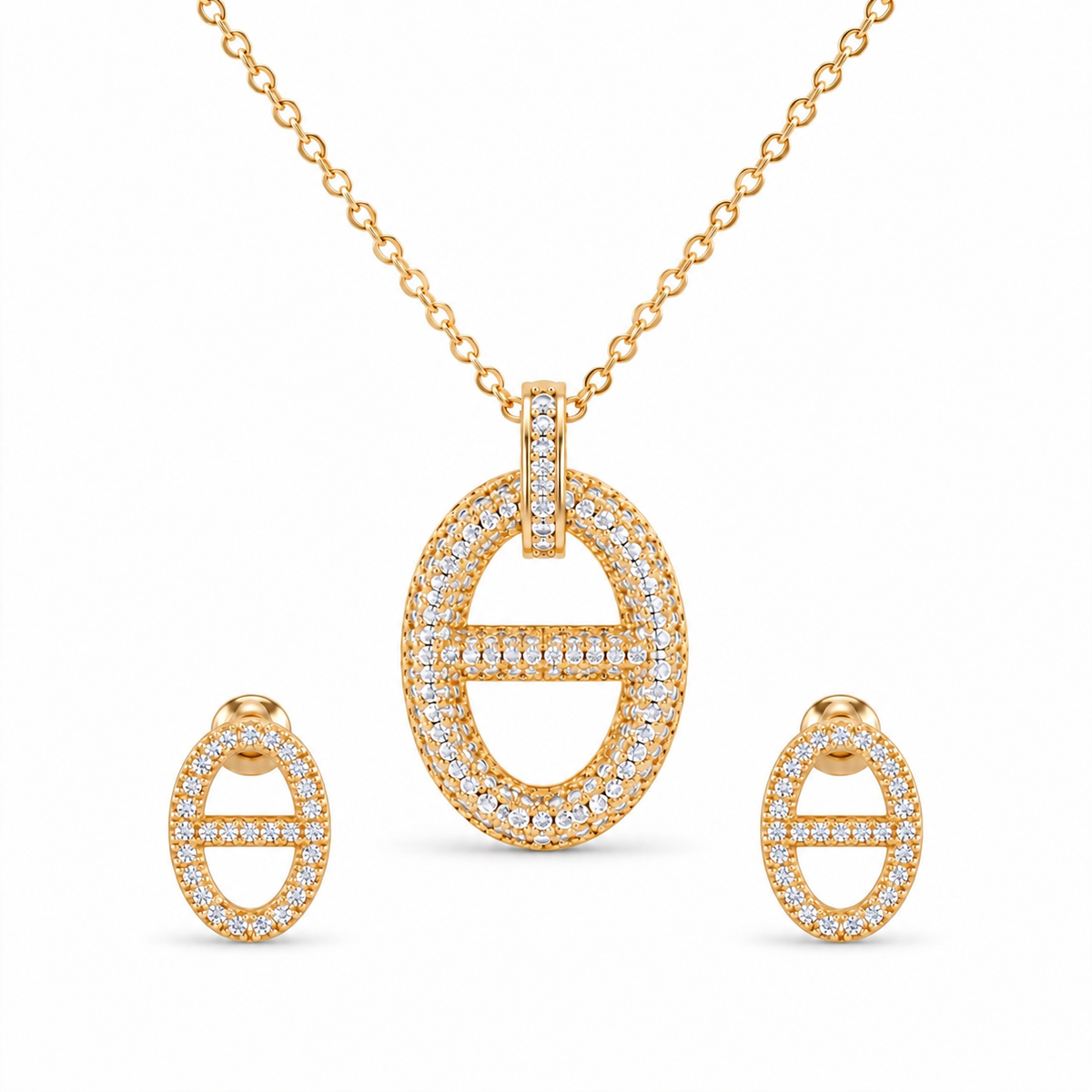 Trinity Oval Zircon Necklace