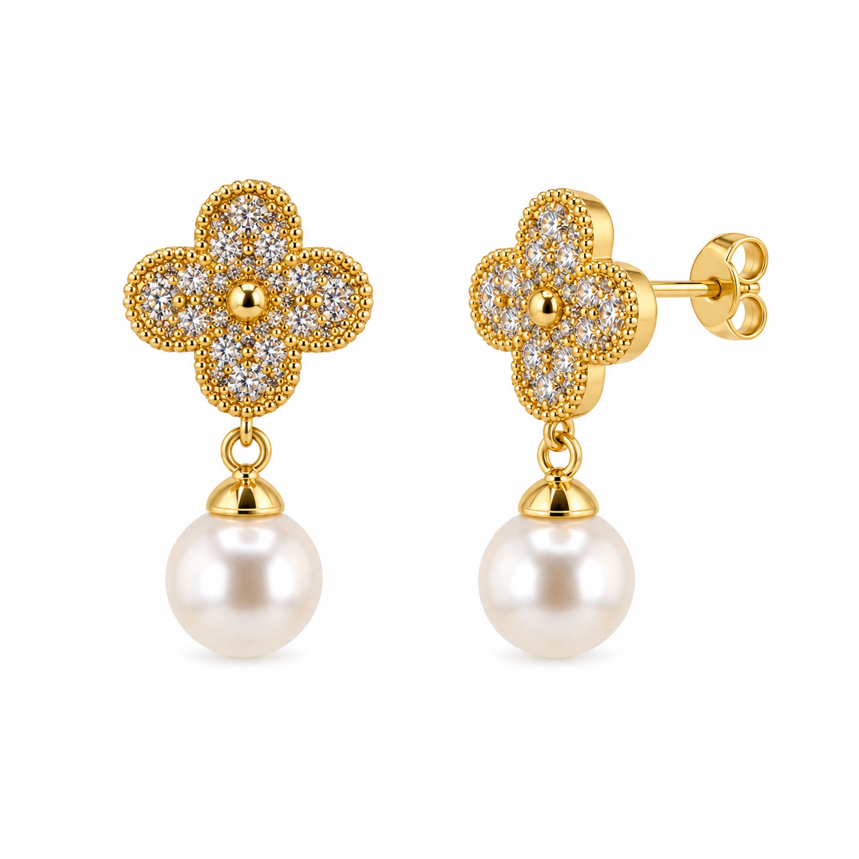 Aurelia Crystal Pearl Drop Earrings