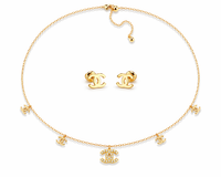 Logo Charm Gold Choker Set (Necklace + Earrings)