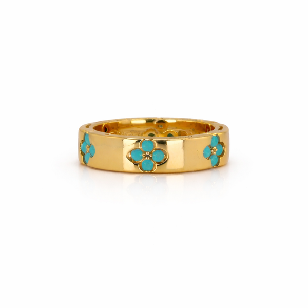 Turquoise Blossom Gold Ring