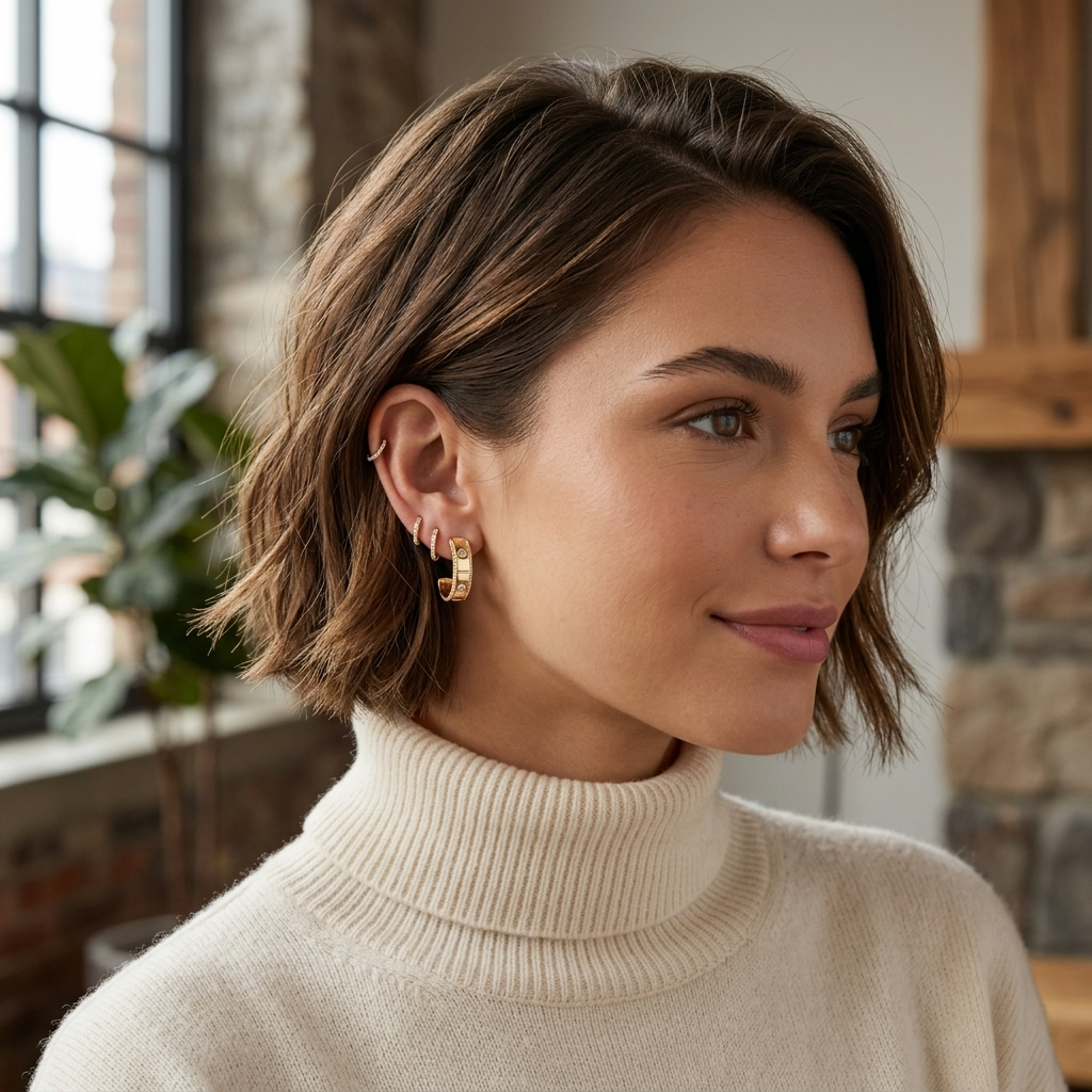 The Éclat Gold Curved Stud Earrings