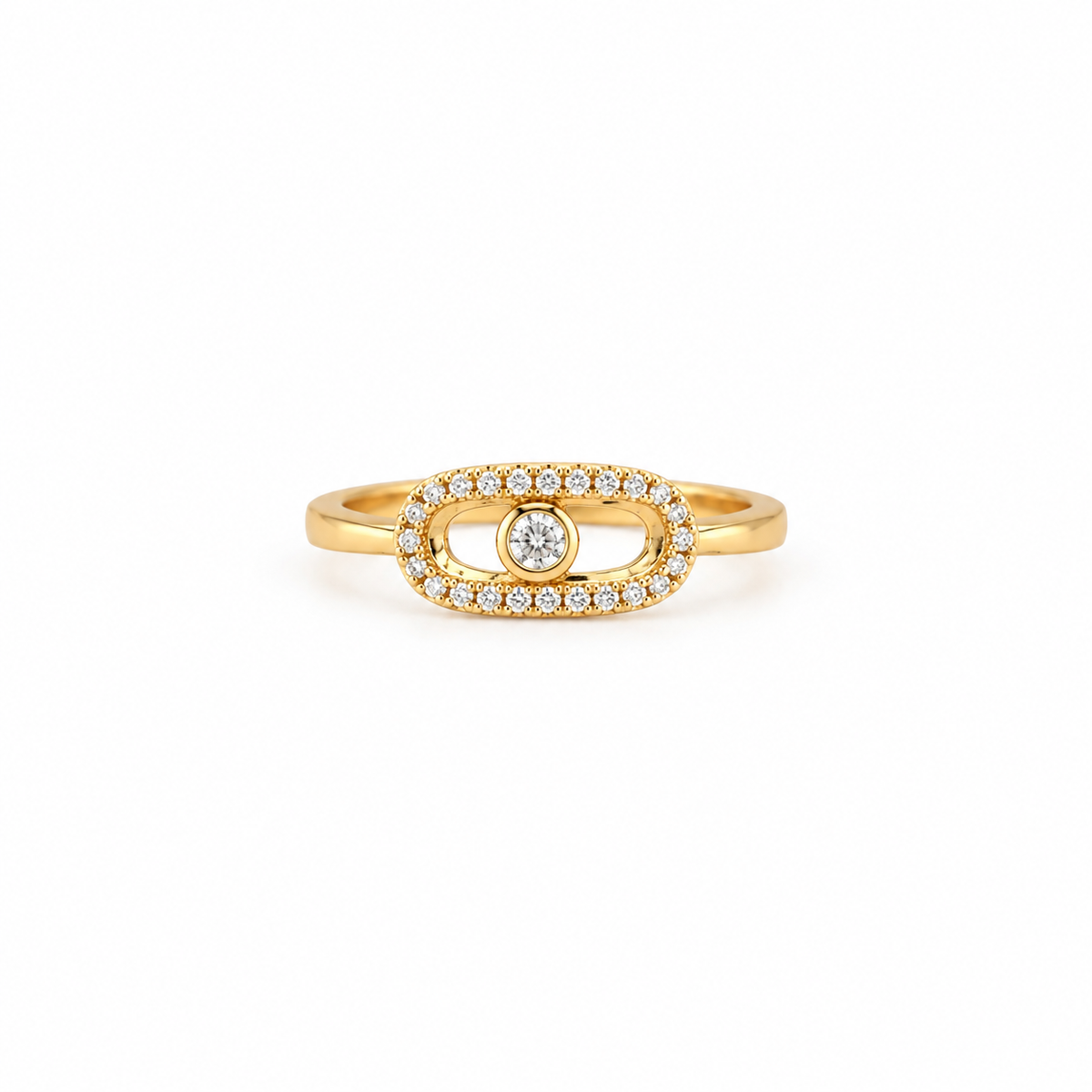 The Golden Orbit Zircon Ring