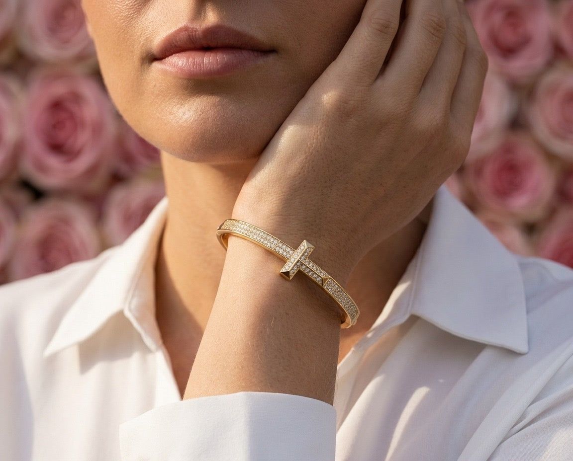 Celeste Cross Gold Bangle