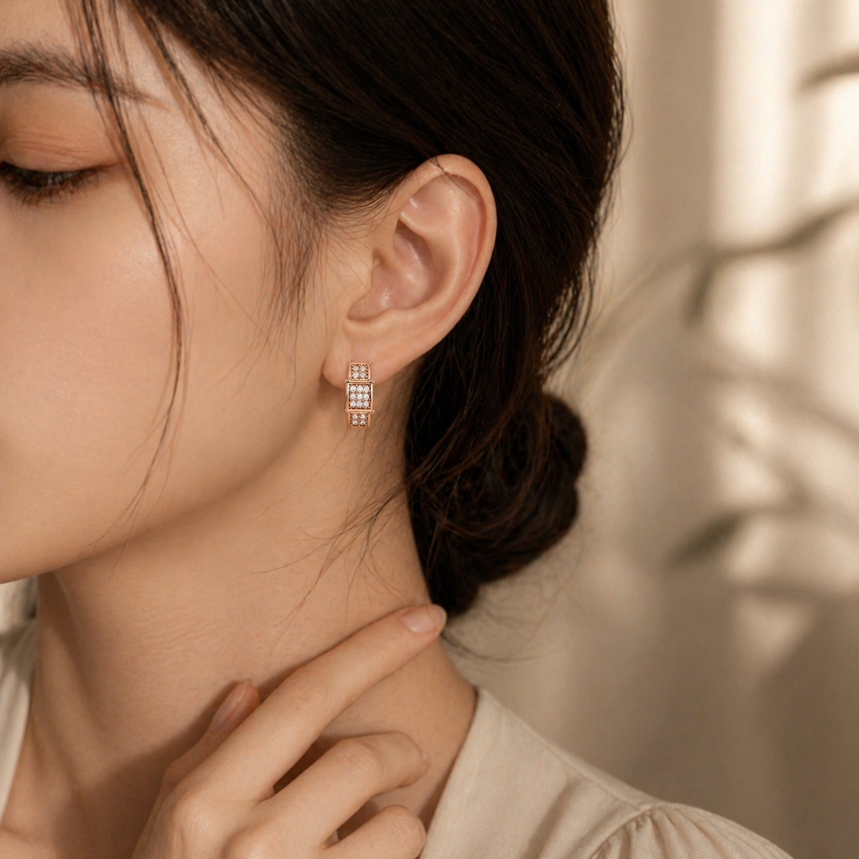 Golden Grace Pave Hoop Earrings