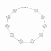 Clover Zircon Silver Necklace