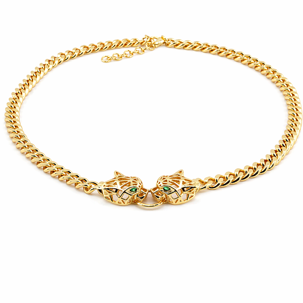 Golden Panther Dual Charm Necklace