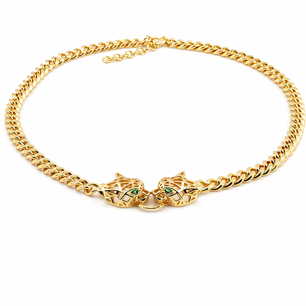 Golden Panther Dual Charm Necklace