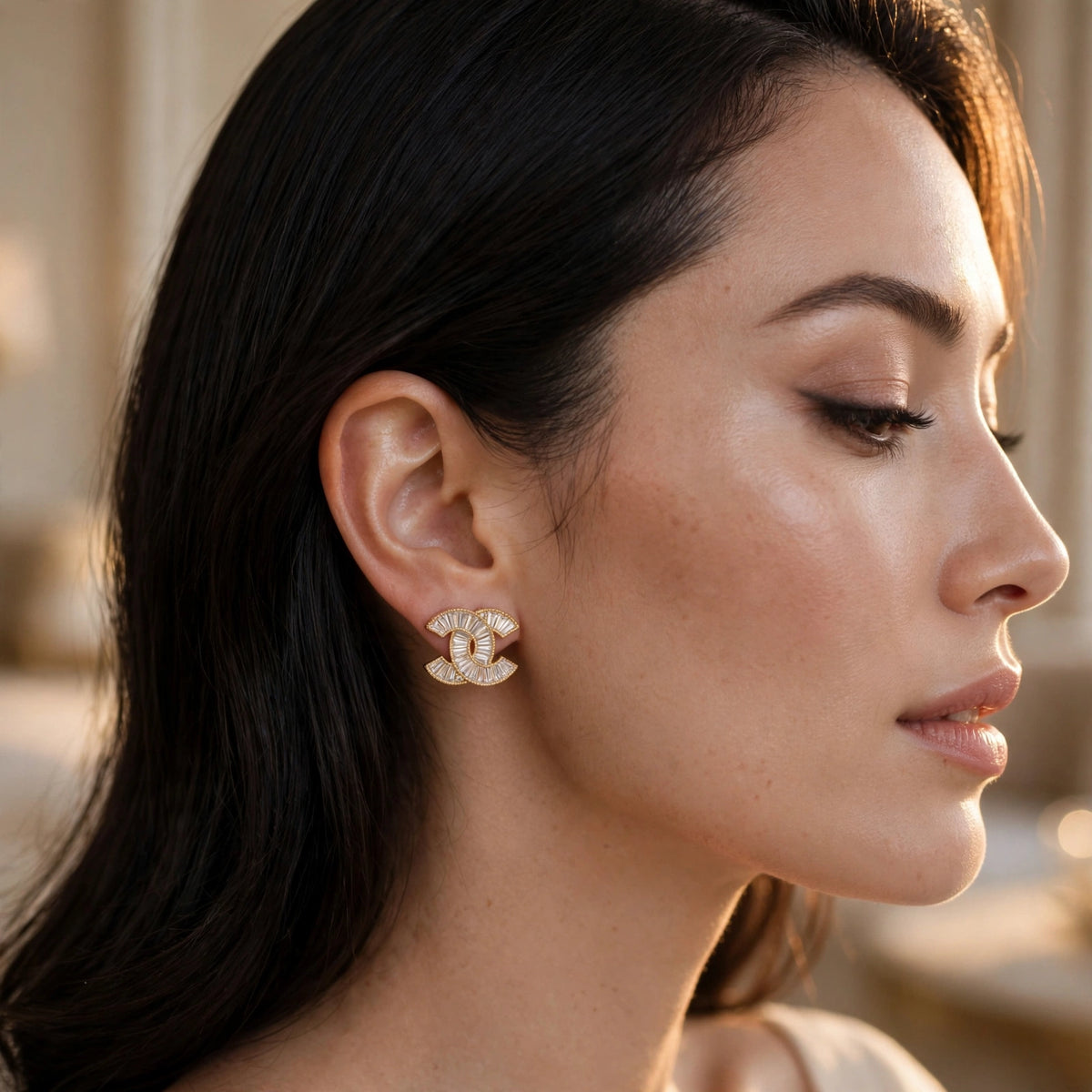 The Radiance Baguette Monogram Earrings