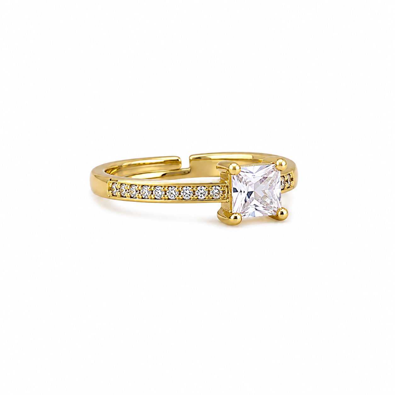 Princess-Cut Crystal Ring